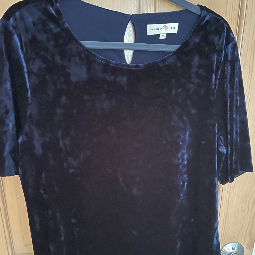 Penelope Rose - Navy Velvet Shirt - XL